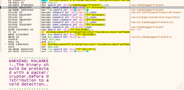 Analysis of Anti-Debugging and Crypter protection.